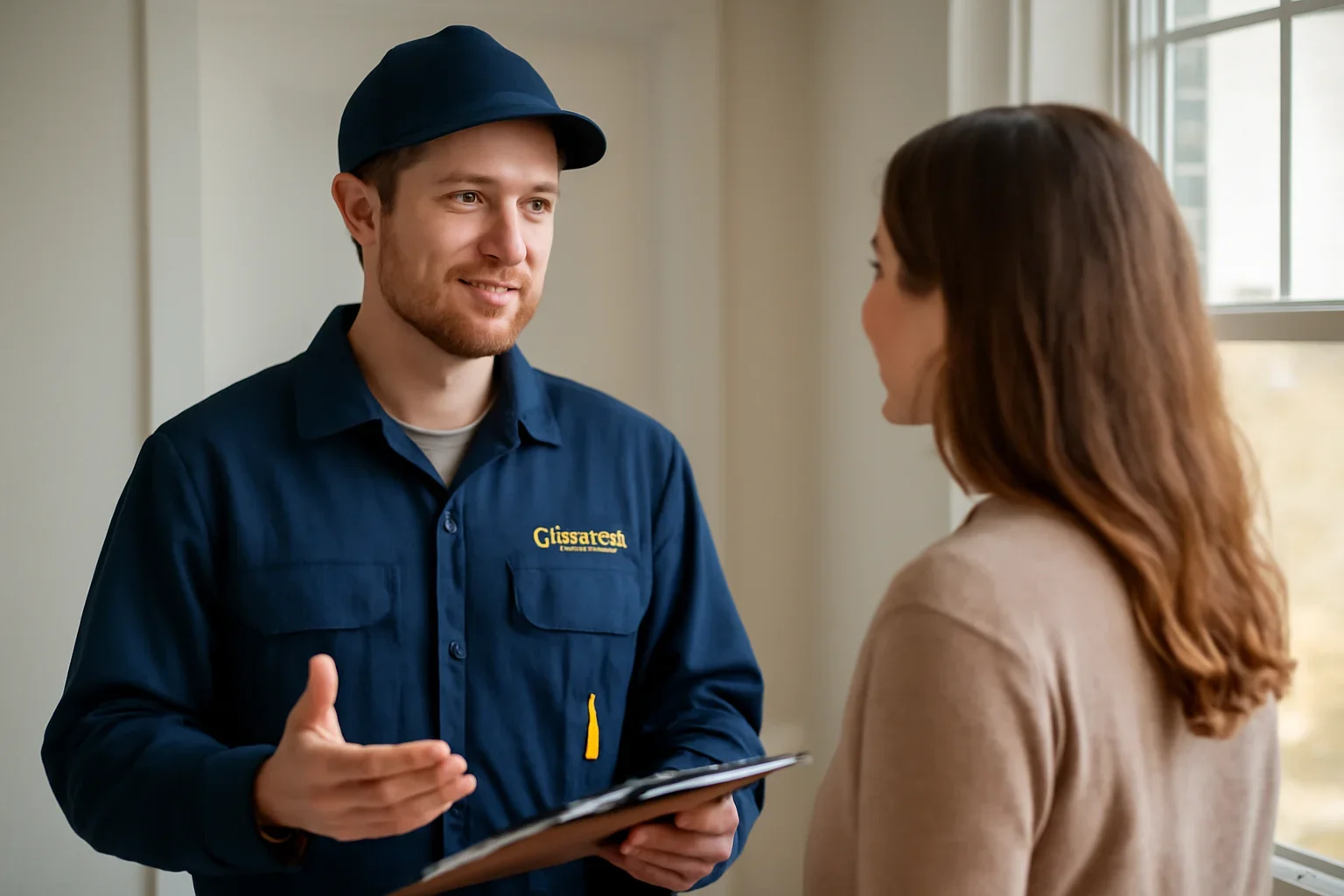 Regina property owner discussing an electrical service request with an electrician