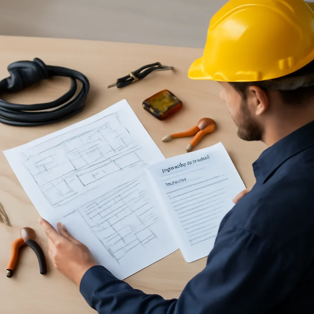 Electrician reviewing panel capacity and an EV charger wiring route for a Regina property