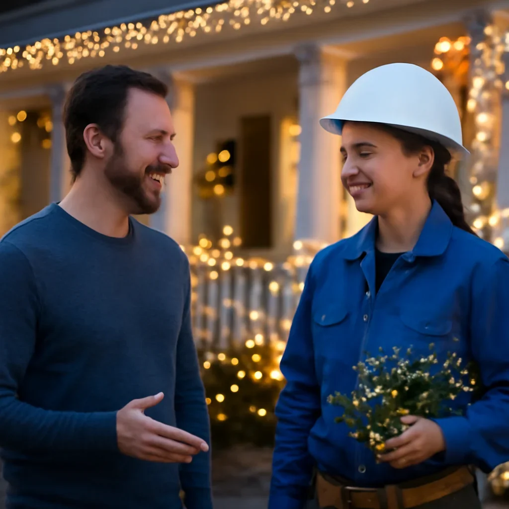 Regina property owner reviewing a Christmas light installation plan
