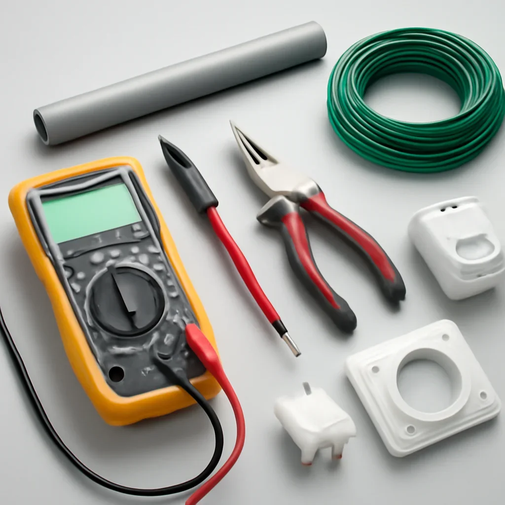 Outdoor-rated seasonal lighting equipment prepared for a Regina installation
