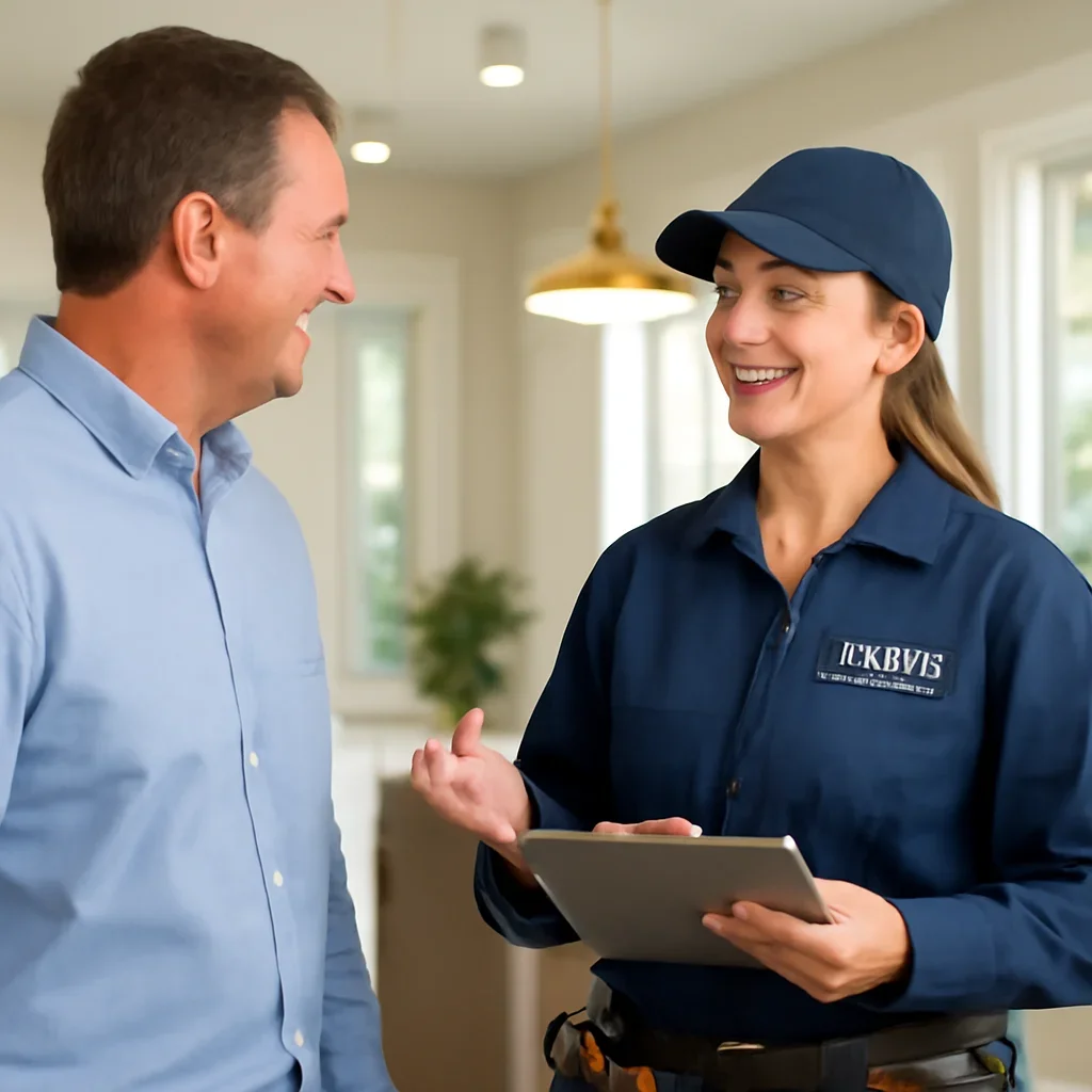 Regina business owner discussing a commercial lighting project with an electrician