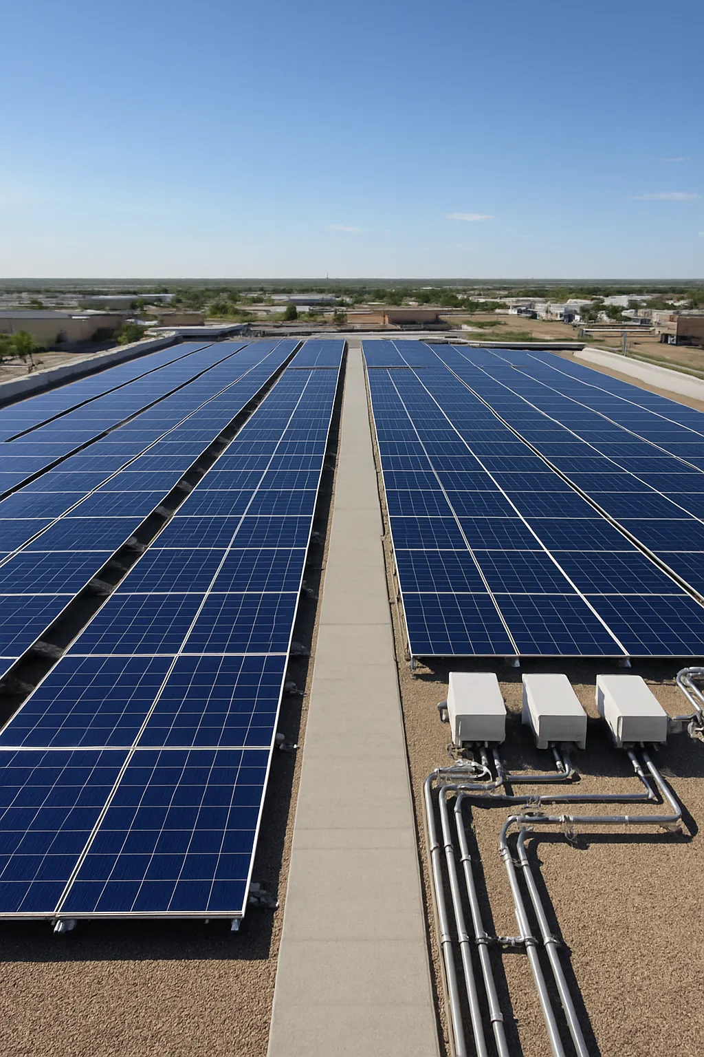 Commercial rooftop solar panel system on a Regina business property