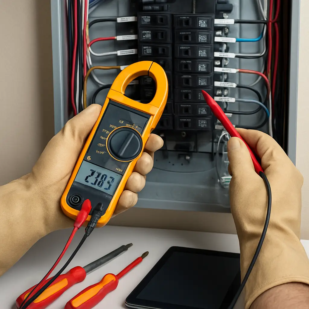 Electrical testing equipment used to compare repair and installation options