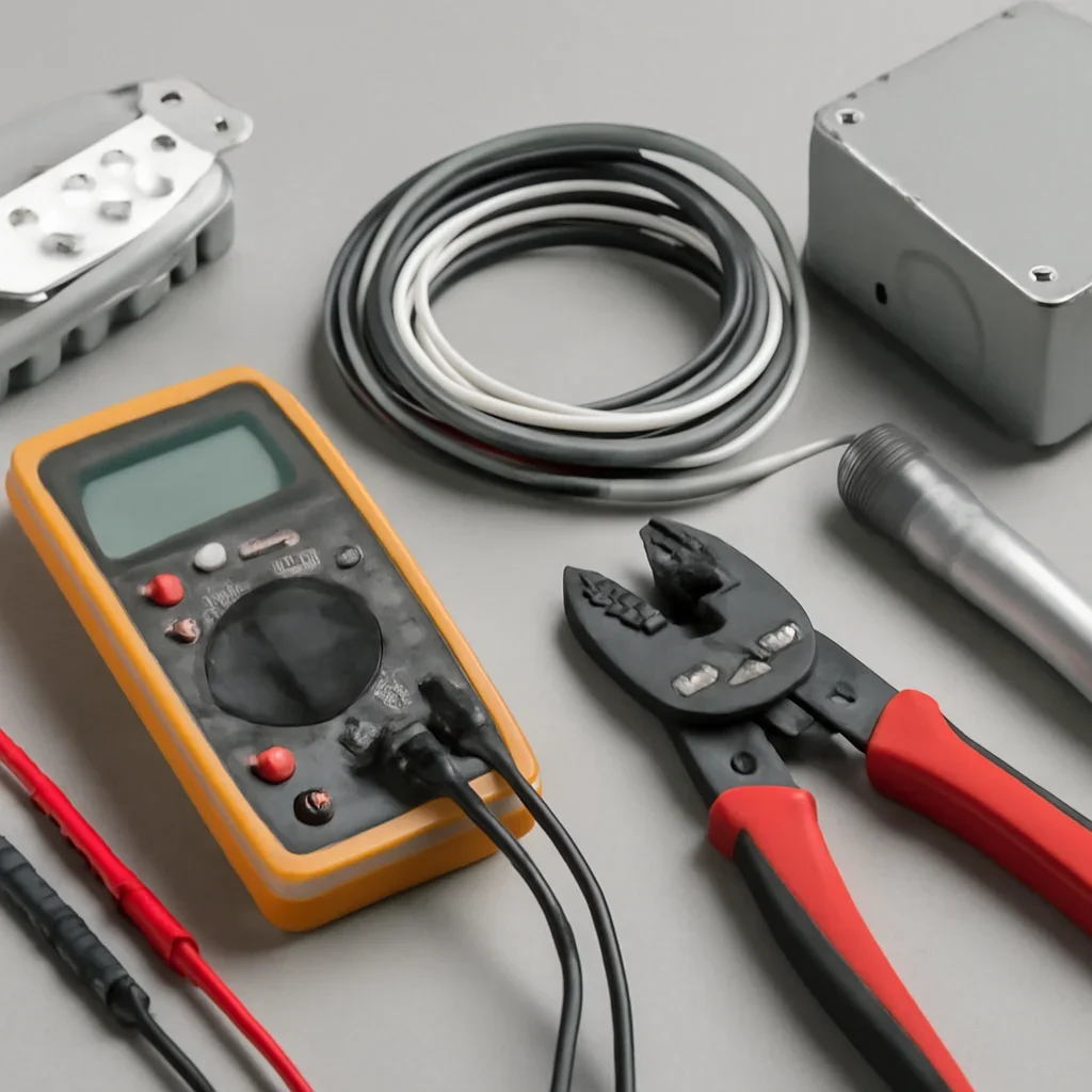 Electrical testing tools used during a safety assessment in Emerald Park