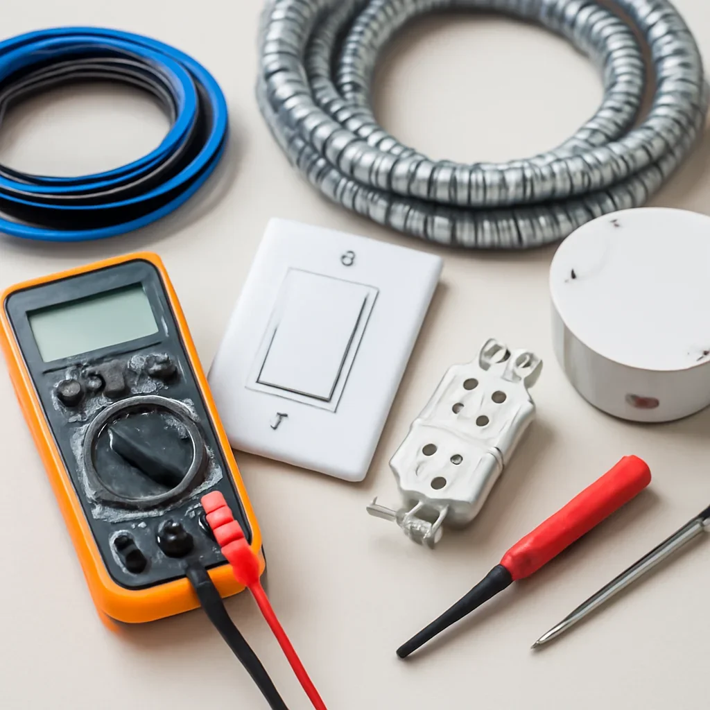 Electrical tools and code-compliant equipment used for electrical safety checklist for homeowners