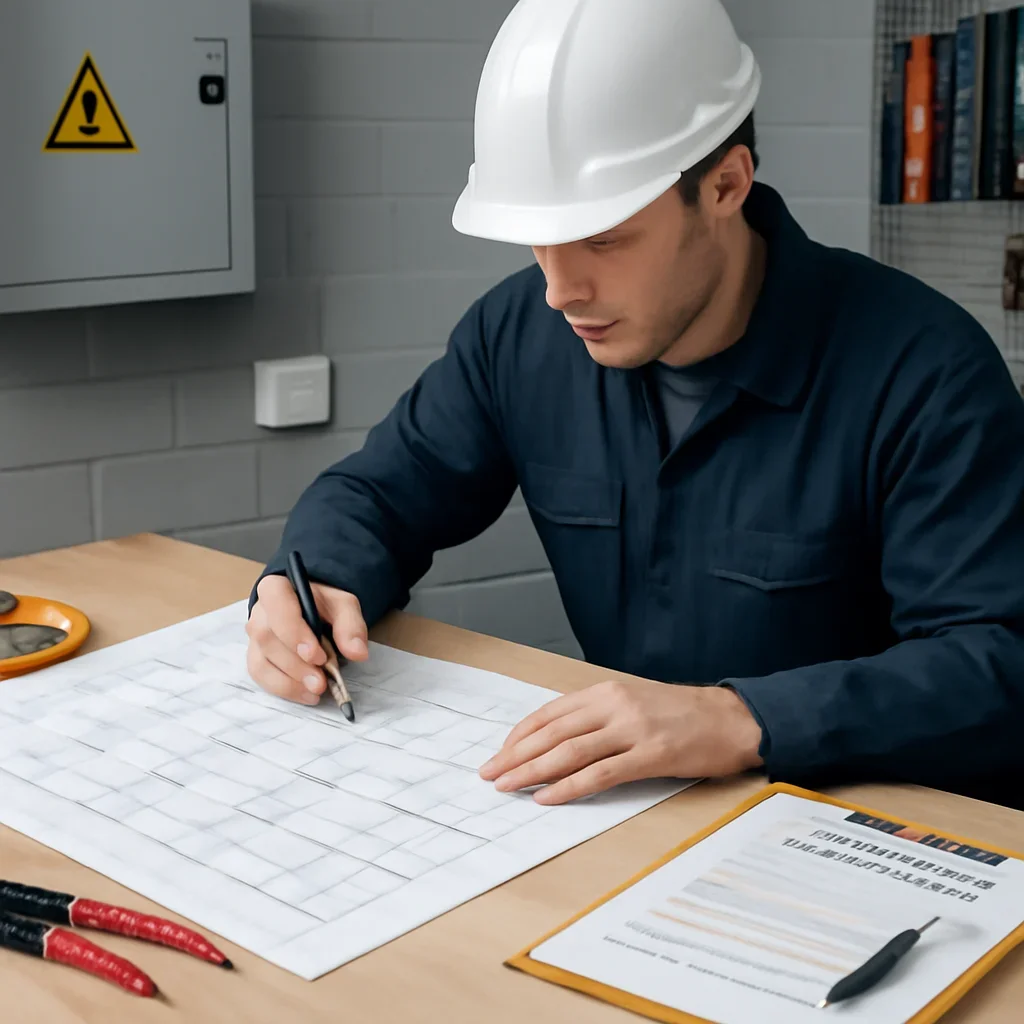 Electrician reviewing renovation wiring and panel capacity for an Albert Park home