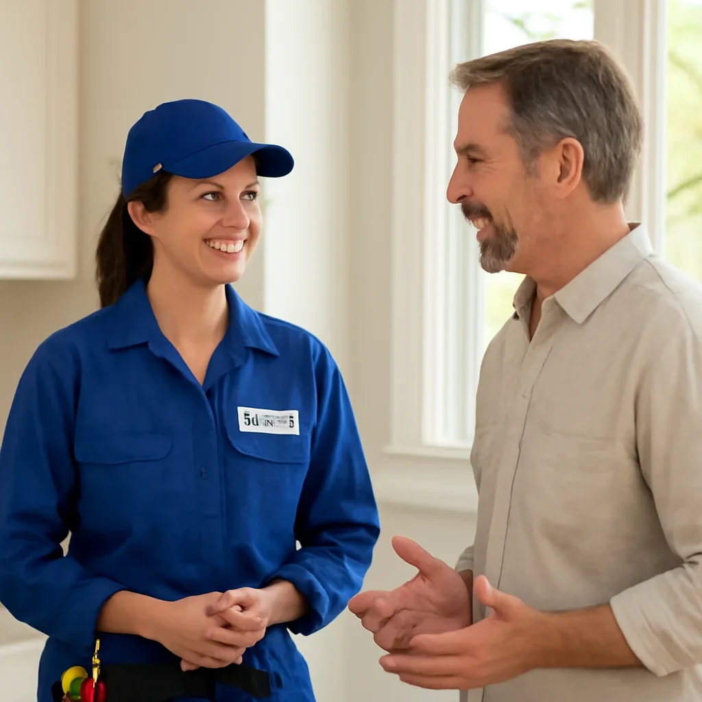 Emerald Park property owner discussing an electrical project with an electrician