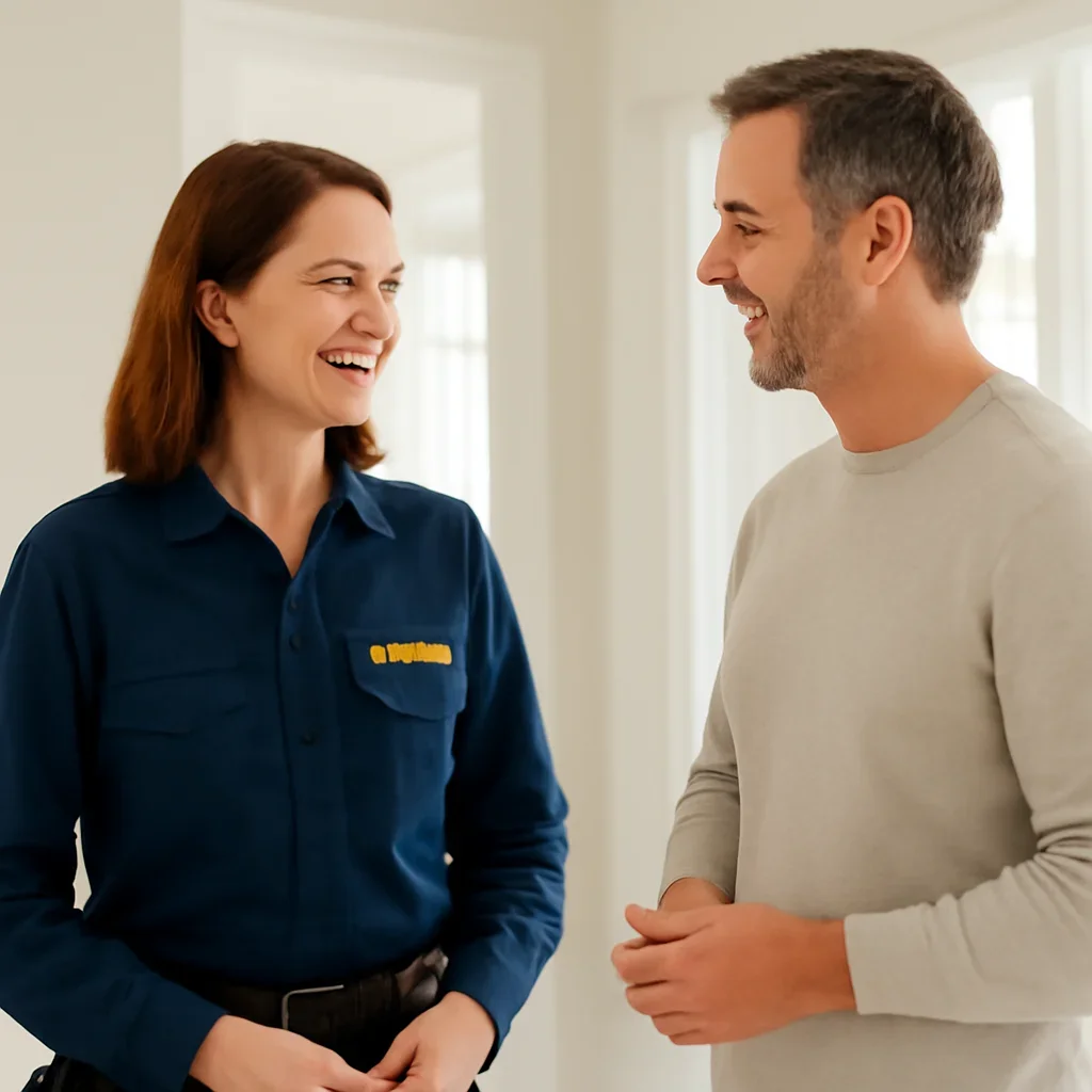 Northwest Regina homeowner reviewing an electrical project with an electrician