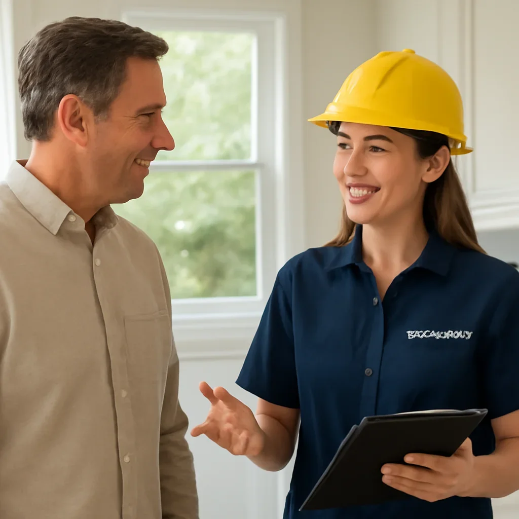 Rosemont property owner reviewing an electrical project with an electrician