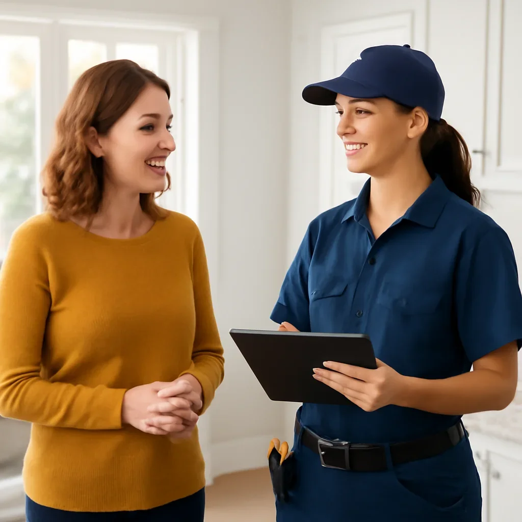 Whitmore Park homeowner reviewing an electrical project with an electrician