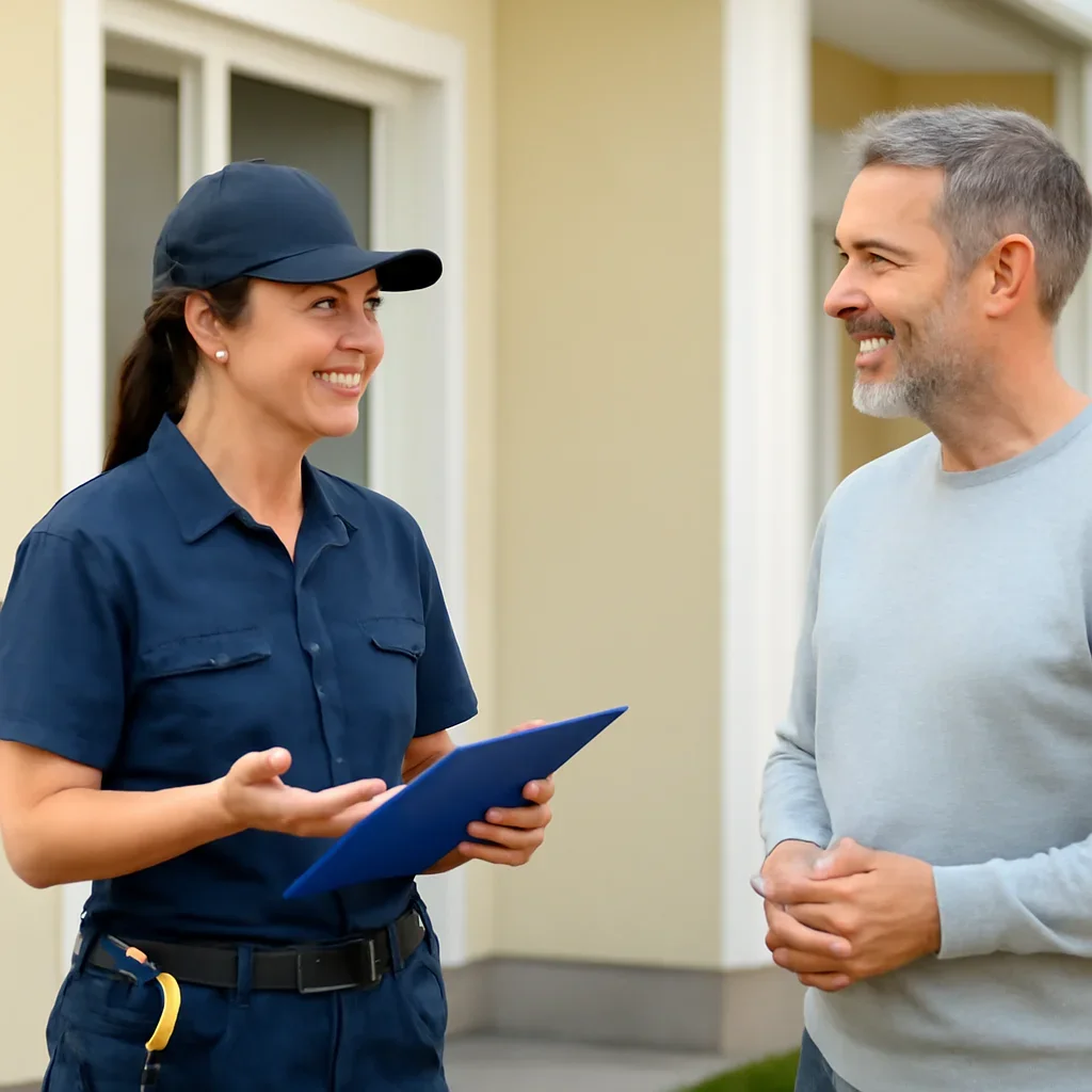 Emerald Park property owner discussing an electrical project with an electrician