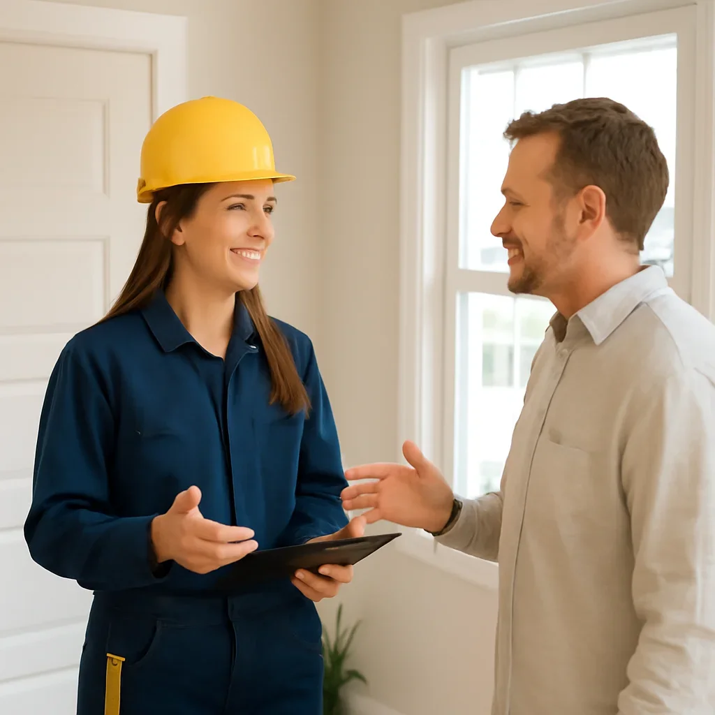 Regina property owner discussing an urgent electrical problem and repair options with an electrician