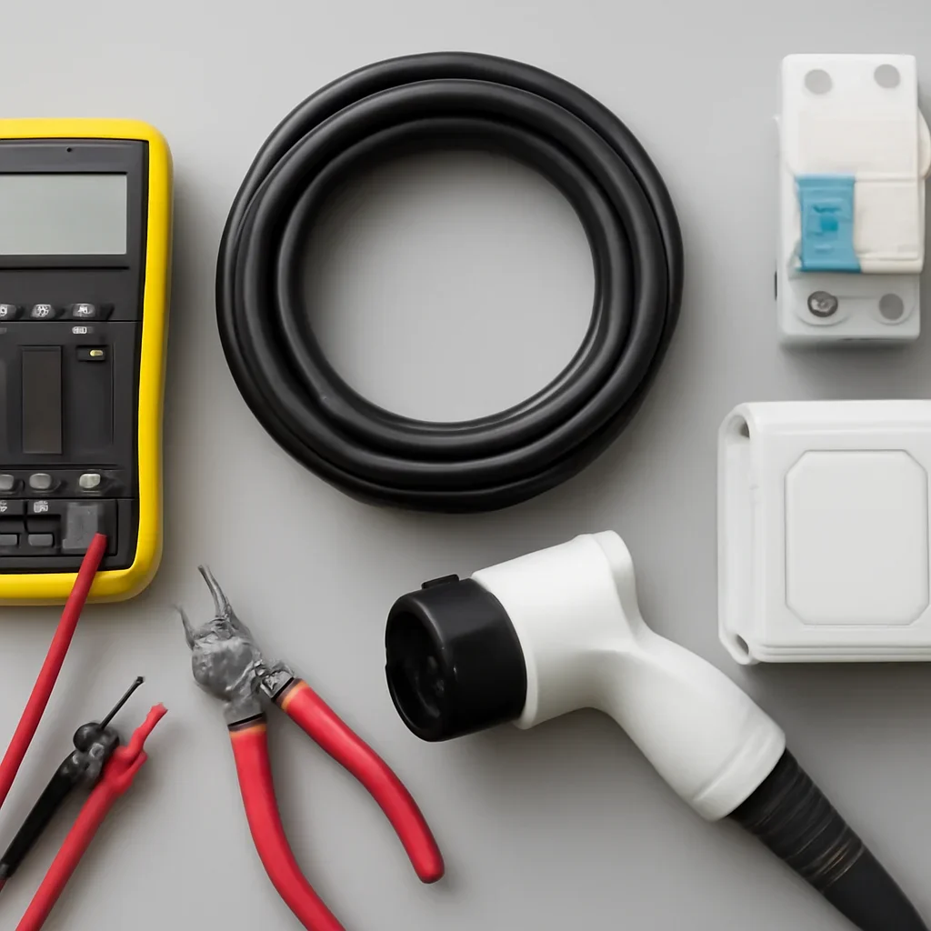 Electrical tools and code-compliant equipment used for ev charger installation cost in