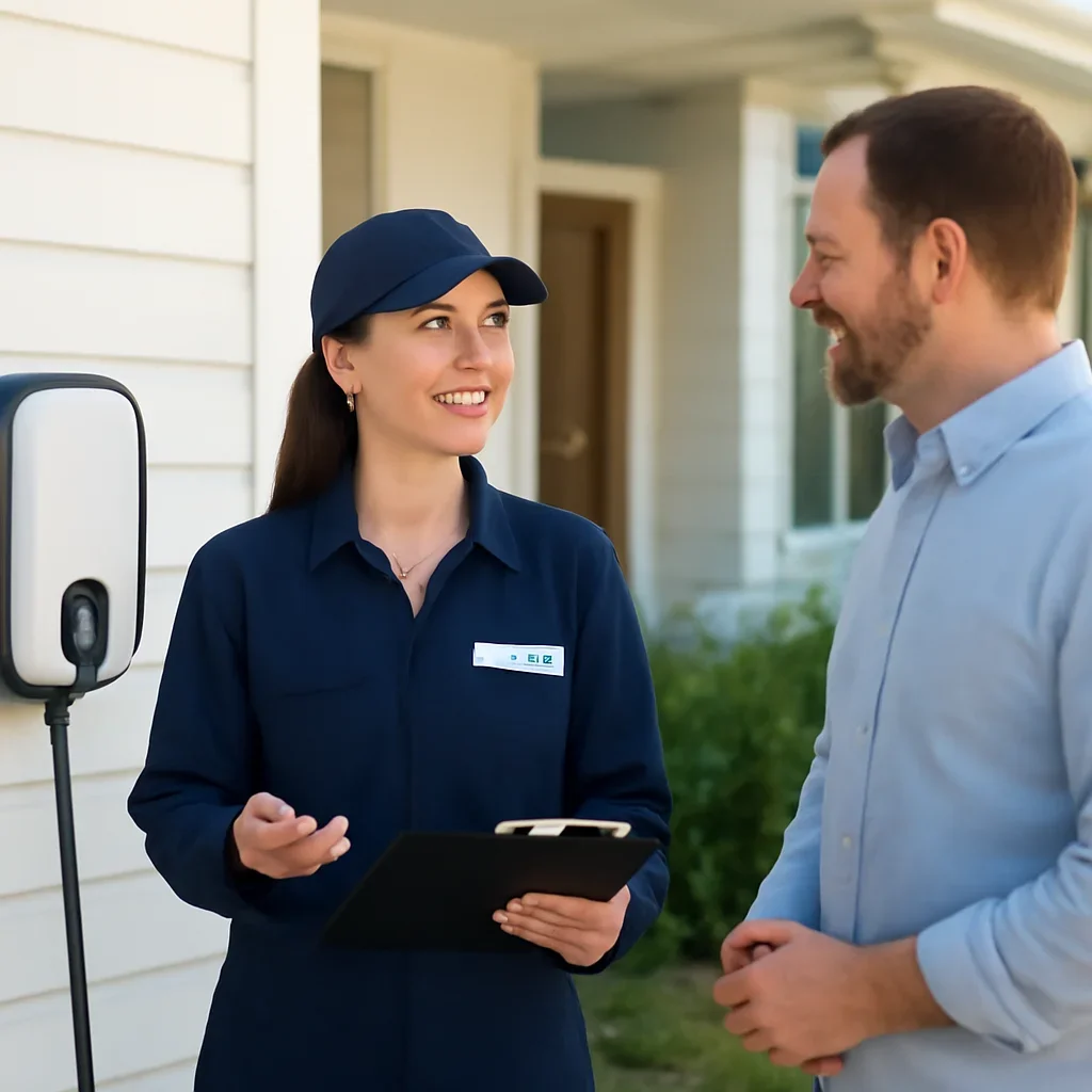 Emerald Park property owner discussing an EV charger installation