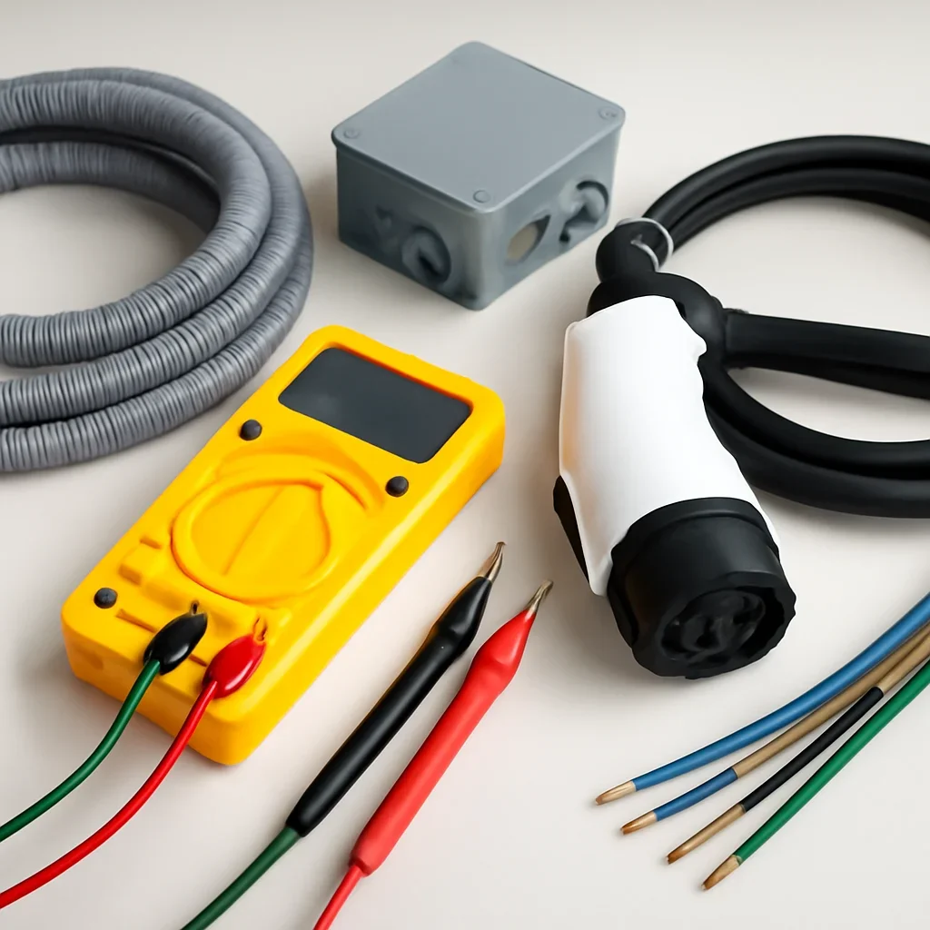 Electrical testing equipment used for an Emerald Park EV charger assessment