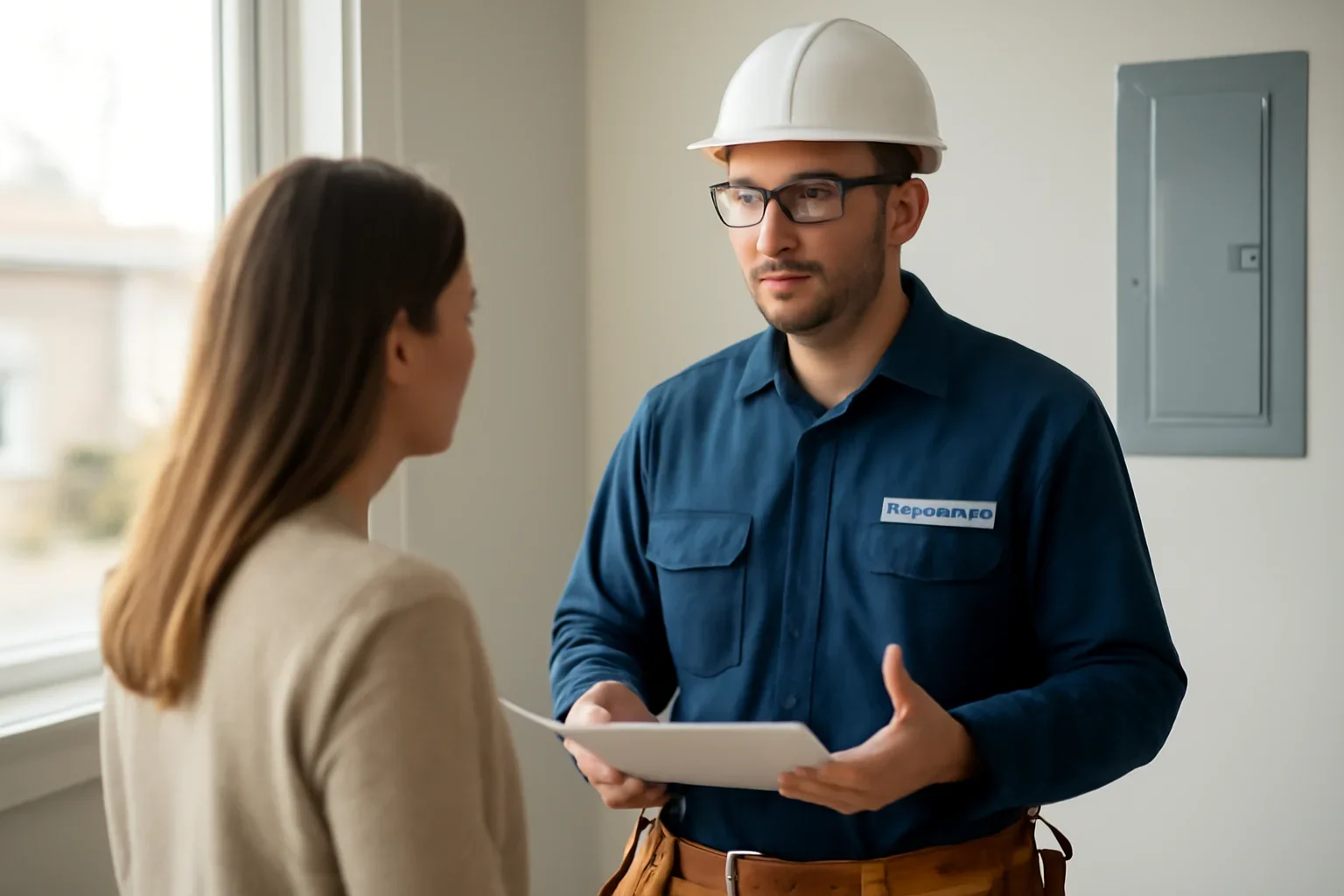 Regina property owner discussing electrical service questions with an electrician