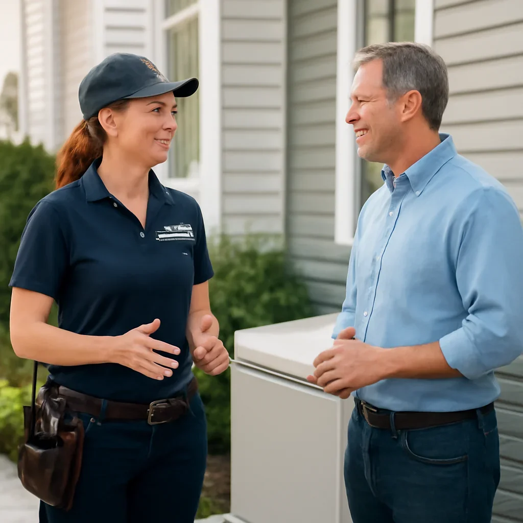 White City property owner discussing generator and backup-power planning with an electrician