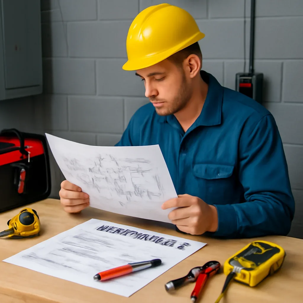 Electrician reviewing generator transfer equipment and winter backup-power readiness for a Regina property
