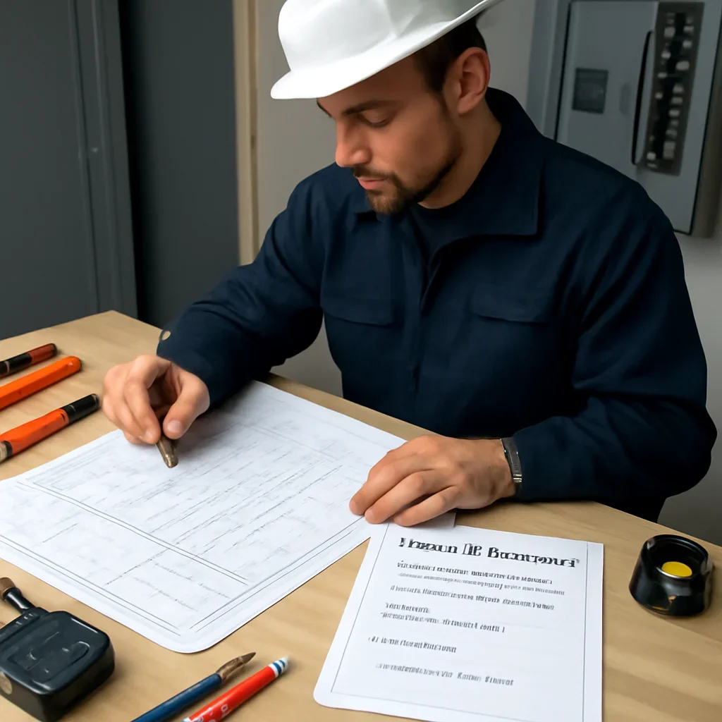 Electrician reviewing generator loads and transfer switch planning in Regina