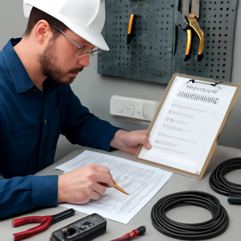 Electrician reviewing HDMI, power and network routes for a Regina media installation