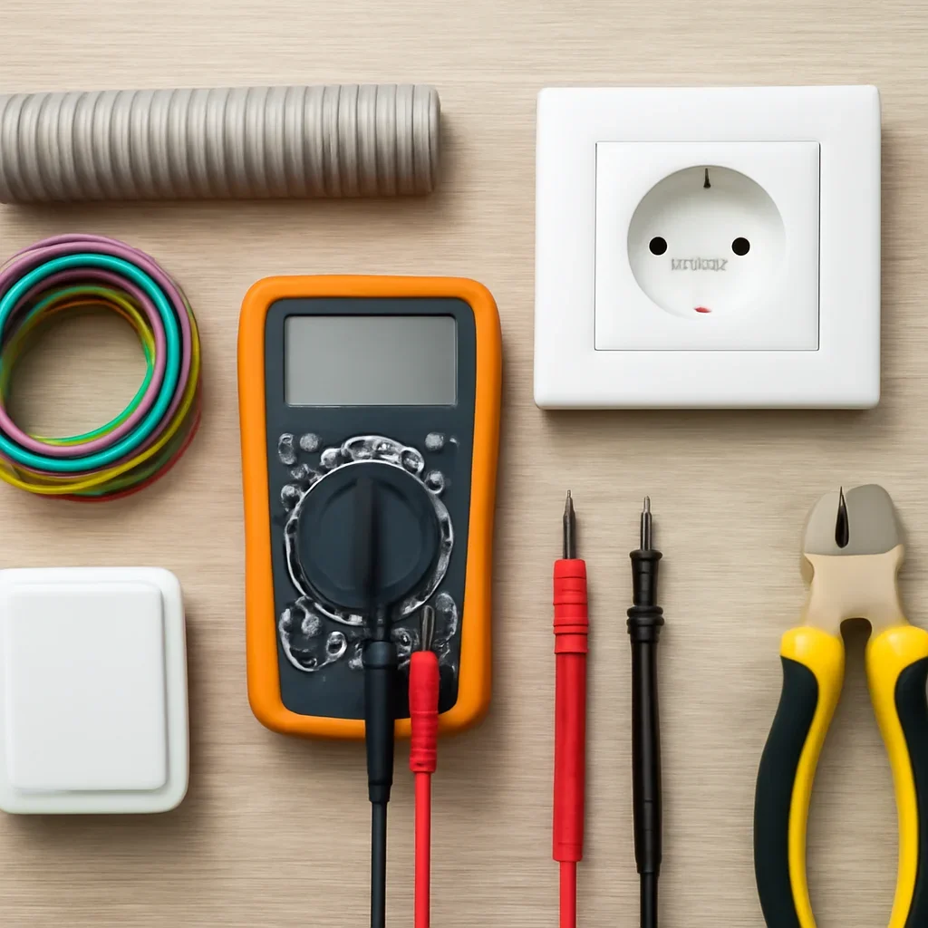 Electrical tools and planning equipment used for home renovation wiring in Regina