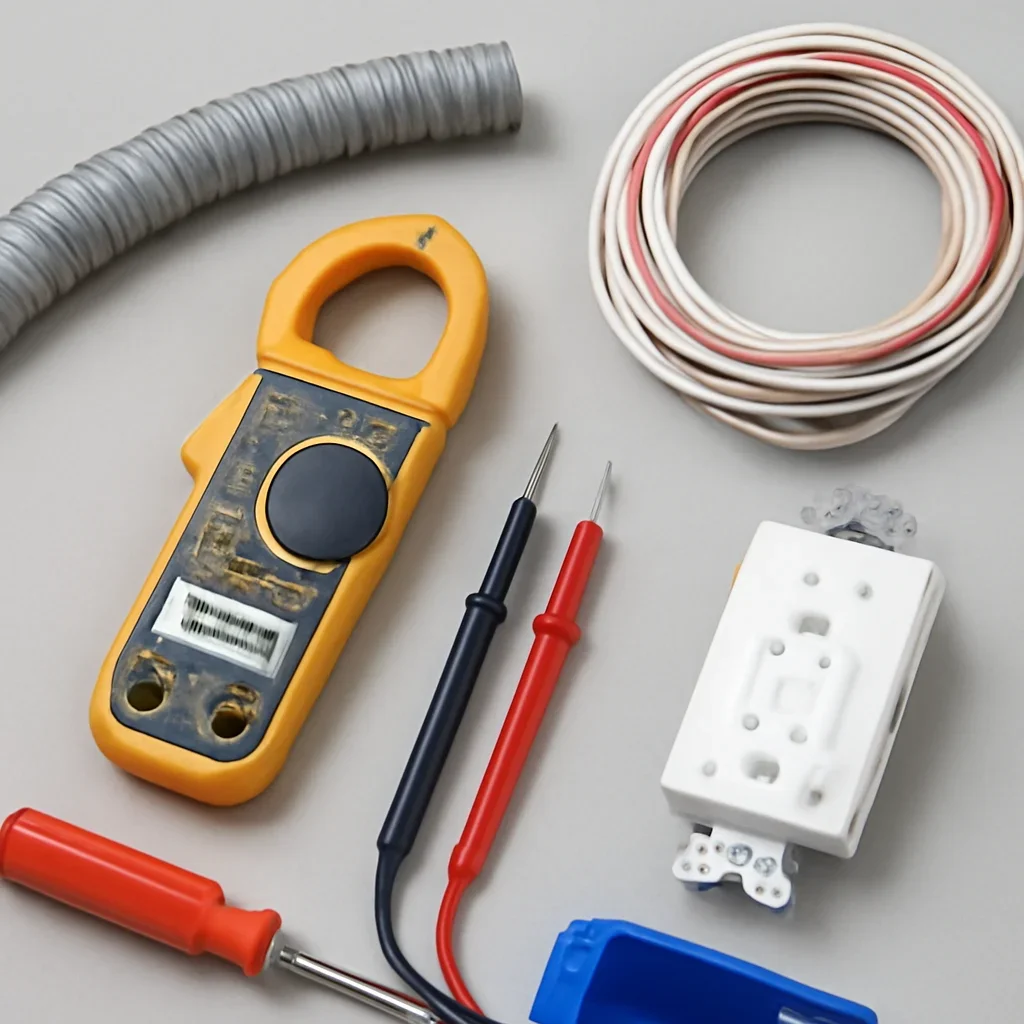 Electrical testing tools and outdoor-rated equipment used for hot tub wiring in Regina