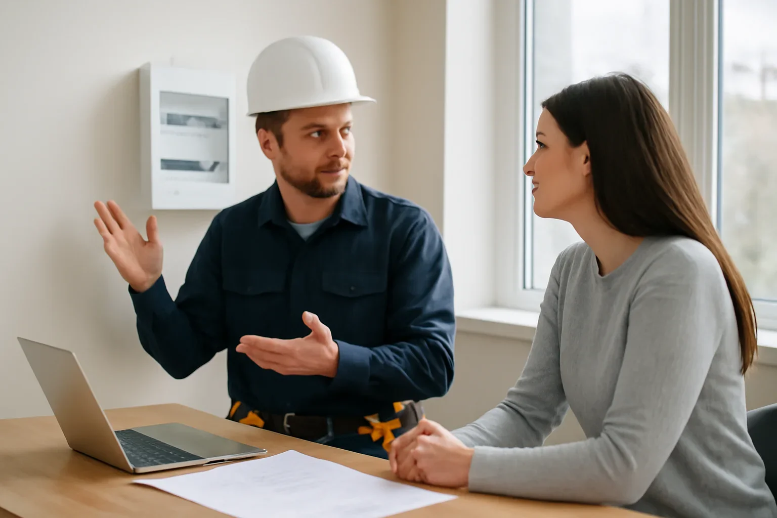 Electrician discussing connected electrical systems for a Regina home