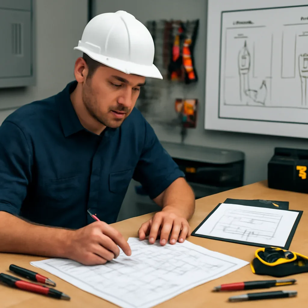 Electrician reviewing a garage outlet, panel capacity, and EV charging plan in Regina