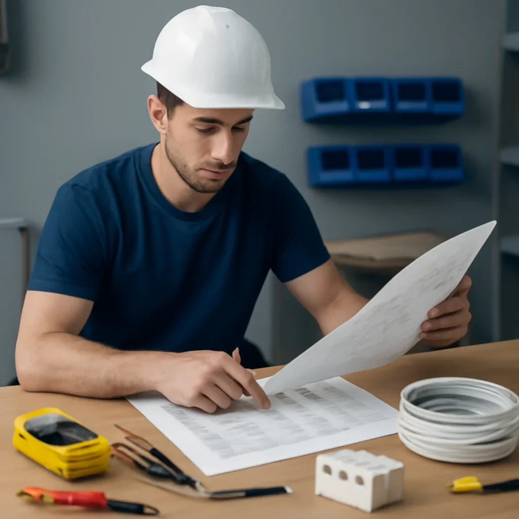 Electrician reviewing fixture placement and lighting controls for a Regina project