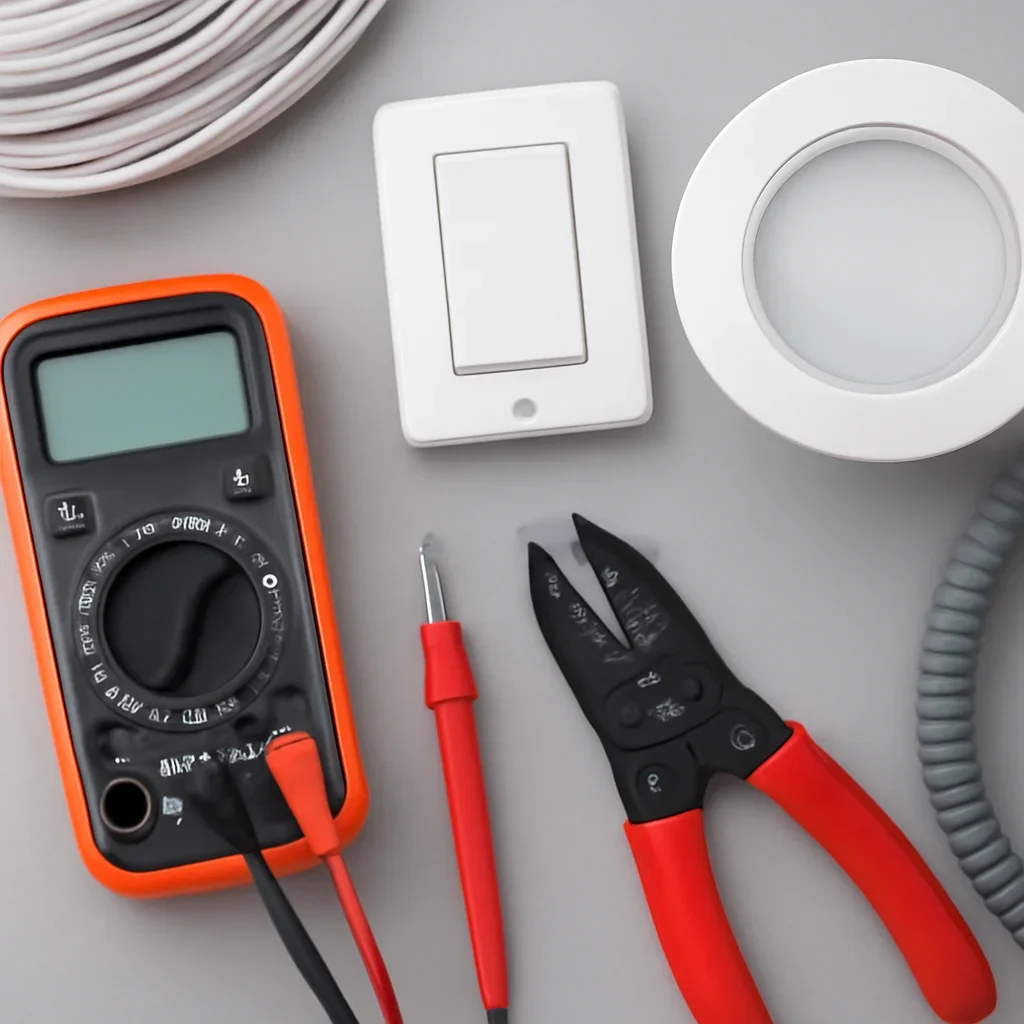 Electrical testing equipment used during a White City lighting installation