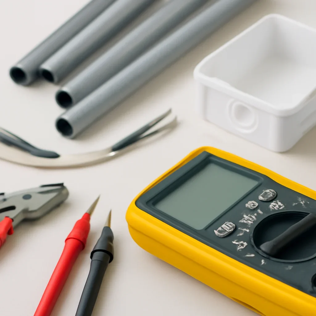 Electrical testing and planning equipment used for an Emerald Park new construction project