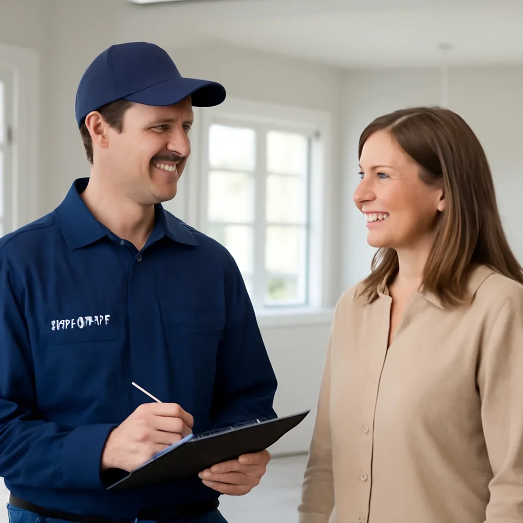 Builder and property owner discussing a new construction electrical scope in White City