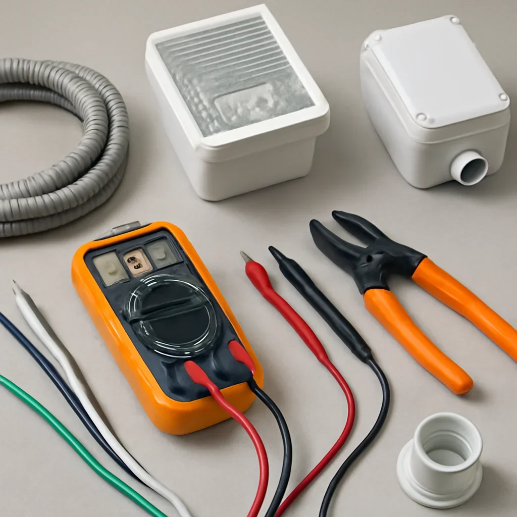Electrical tools and code-compliant equipment used for outdoor lighting ideas for homes