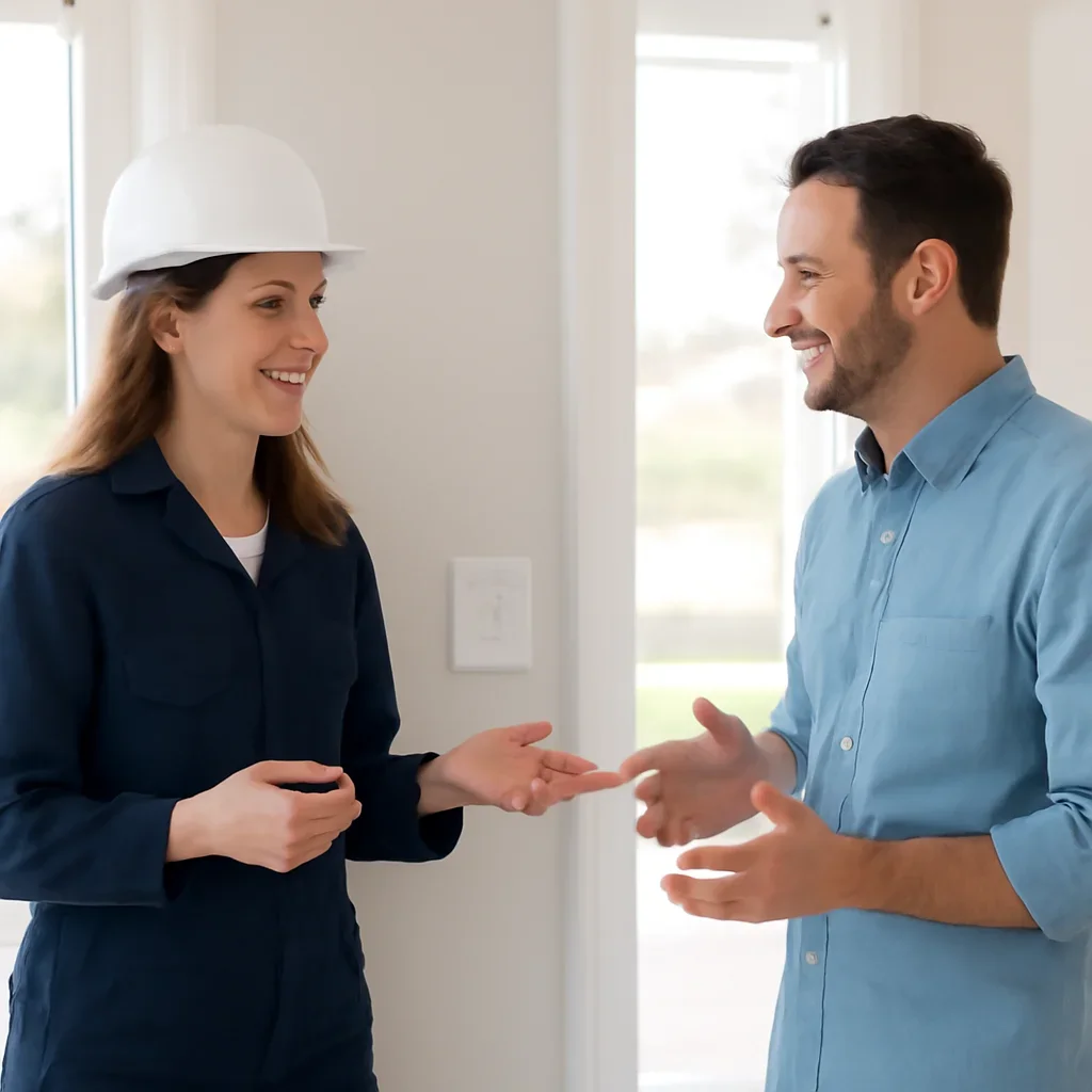 Regina property owner reviewing outlet and switch options with an electrician
