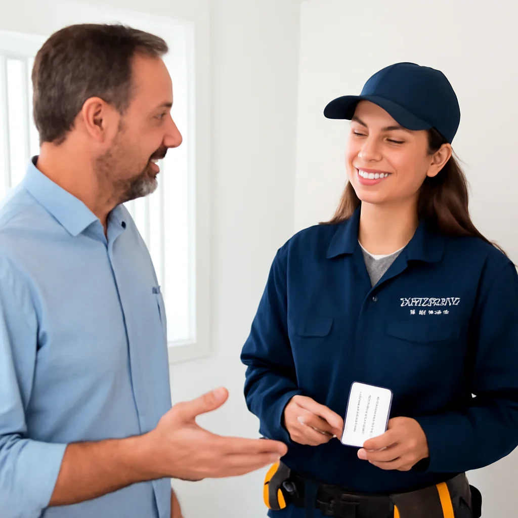 White City homeowner discussing outlet and switch placement with an electrician