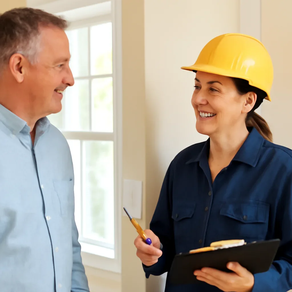 White City property owner discussing an electrical quote with an electrician