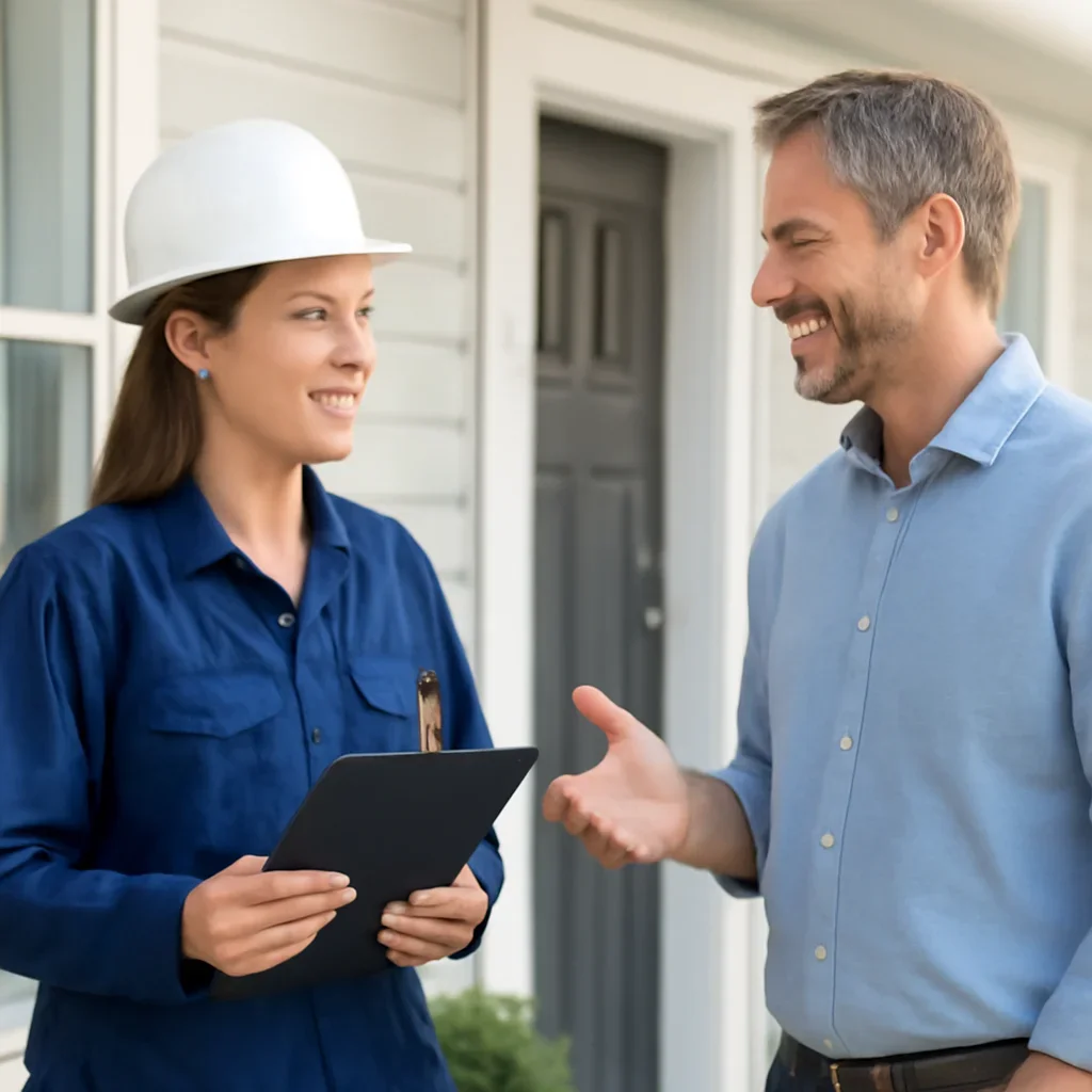 Regina property owner discussing electrical service details with an electrician