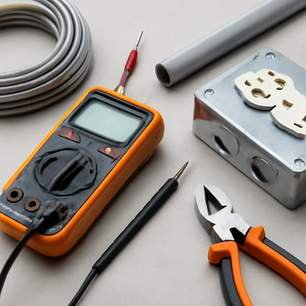 Electrical testing tools and equipment prepared for a Regina service call