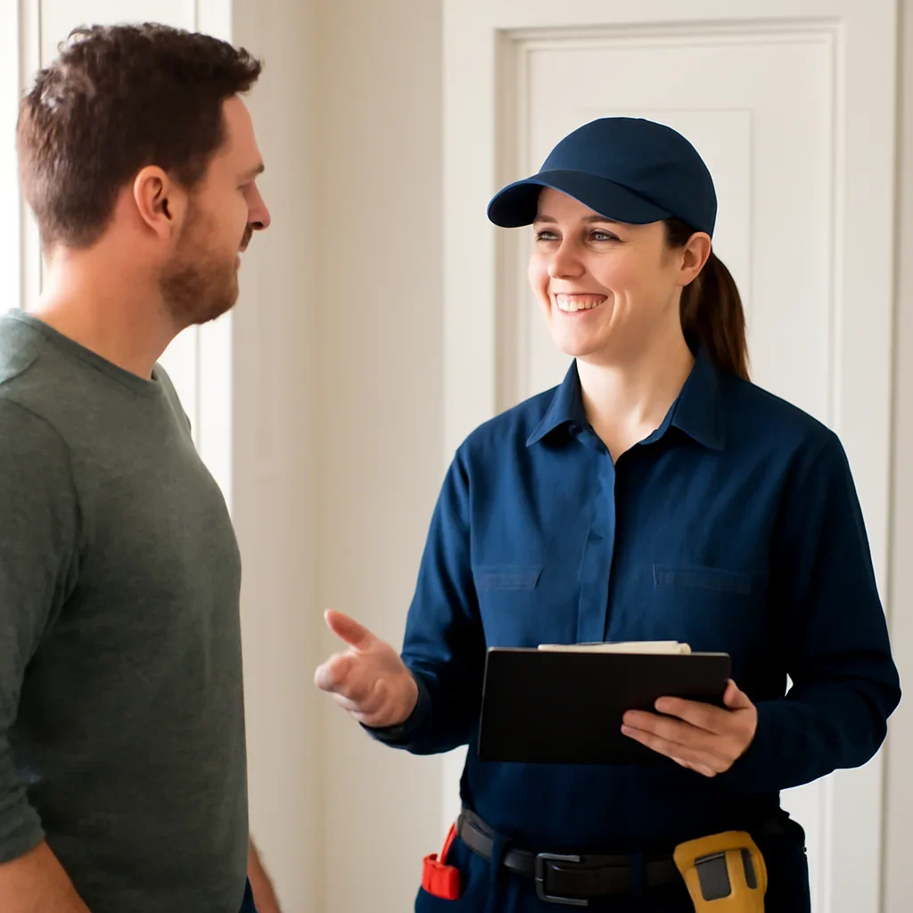 Regina homeowner reviewing residential electrical options with an electrician