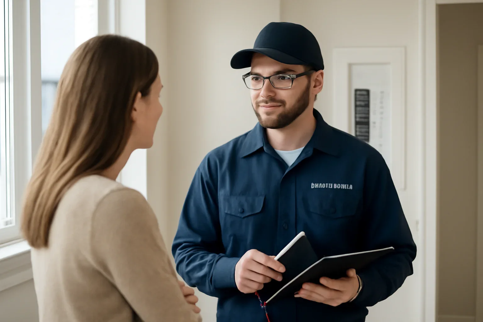Homeowner discussing a residential electrical project with an electrician in Regina