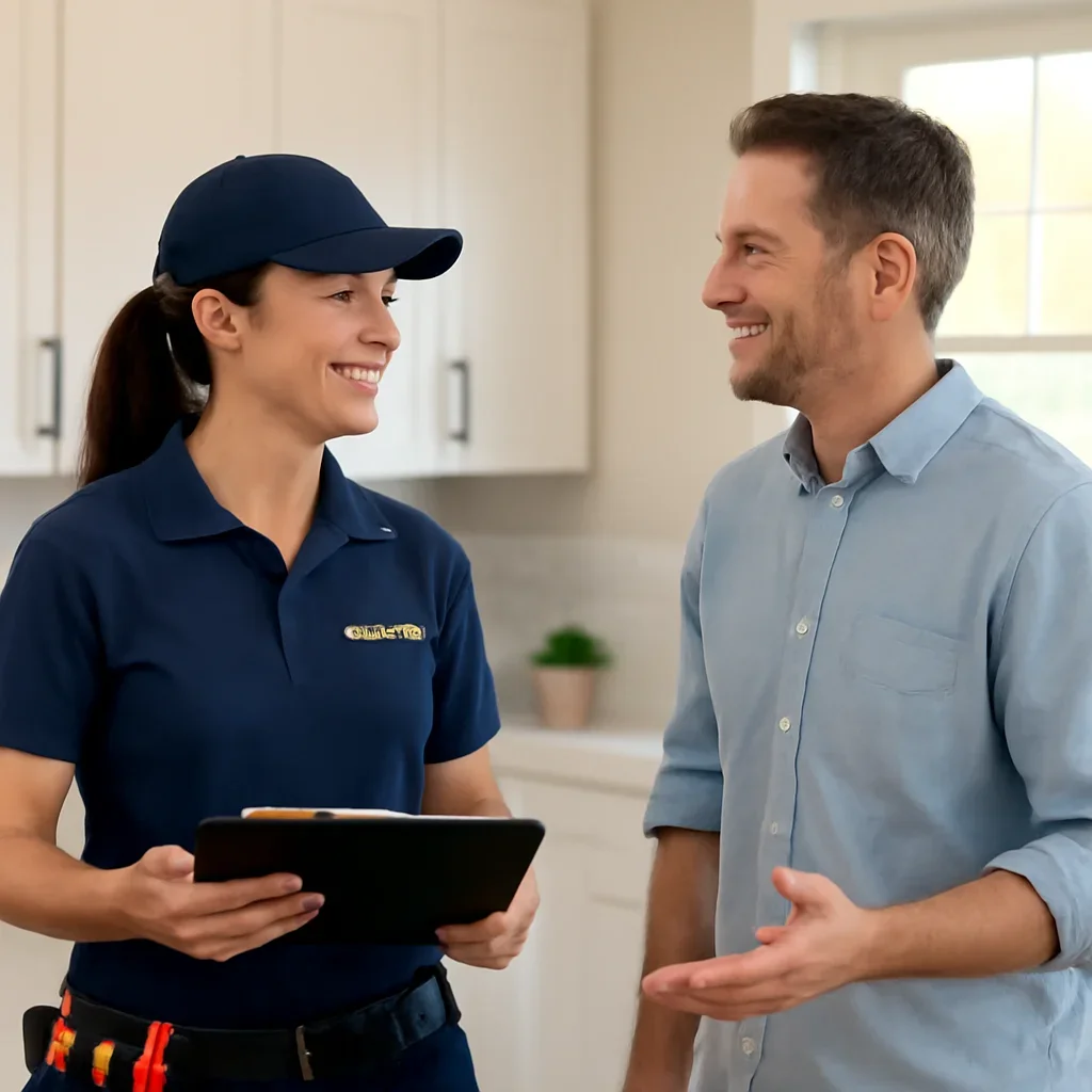 White City homeowner discussing a residential electrical project with an electrician