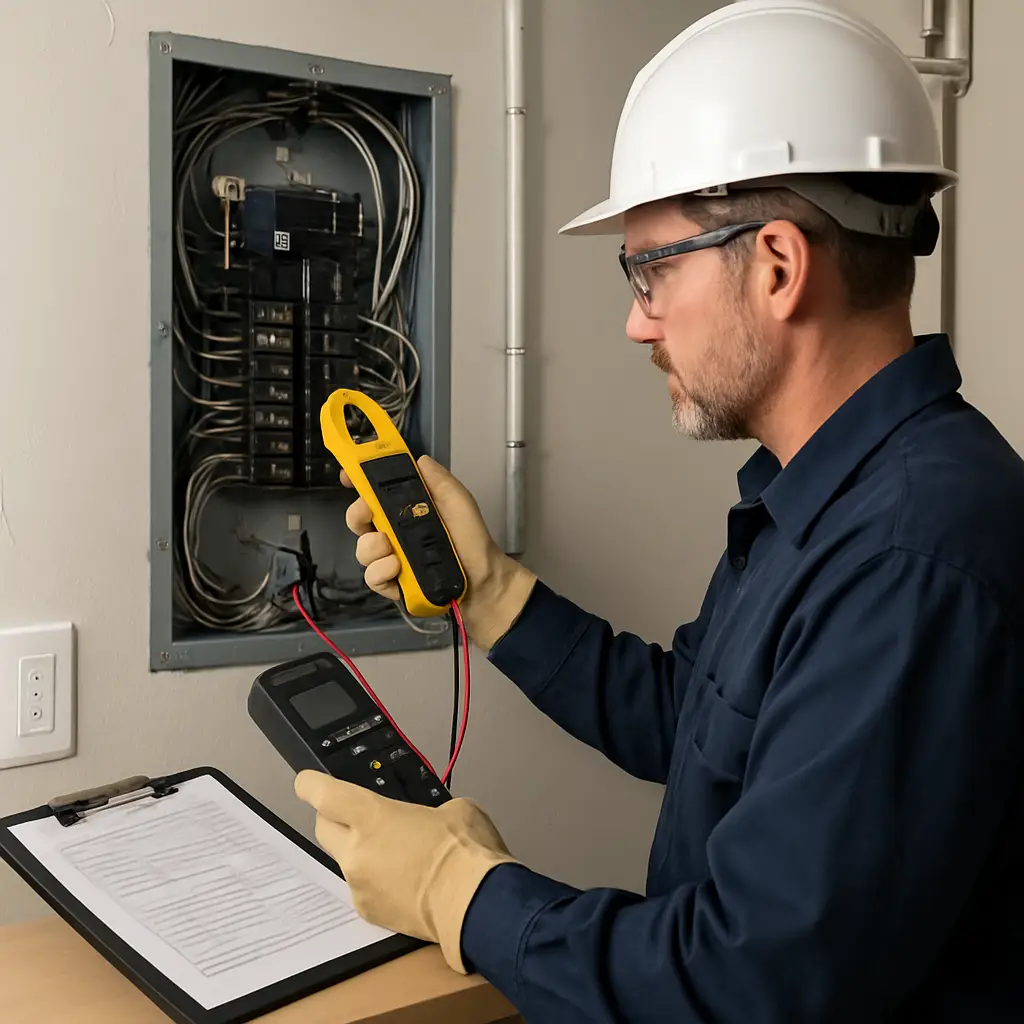 Electrician assessing electrical panel capacity and upgrade options in Regina